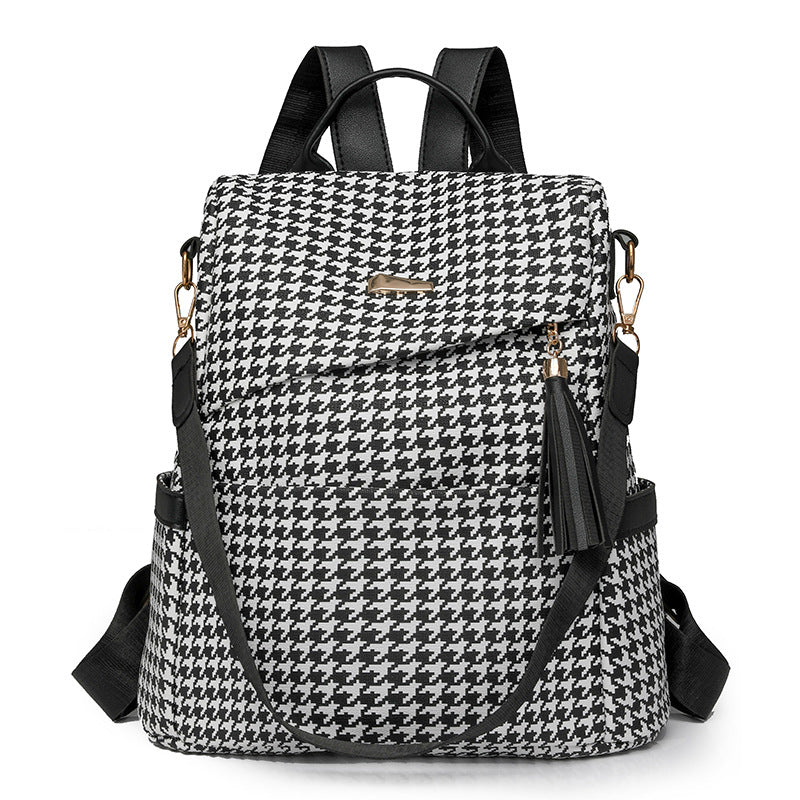 Stylish Checkered Pattern Backpack