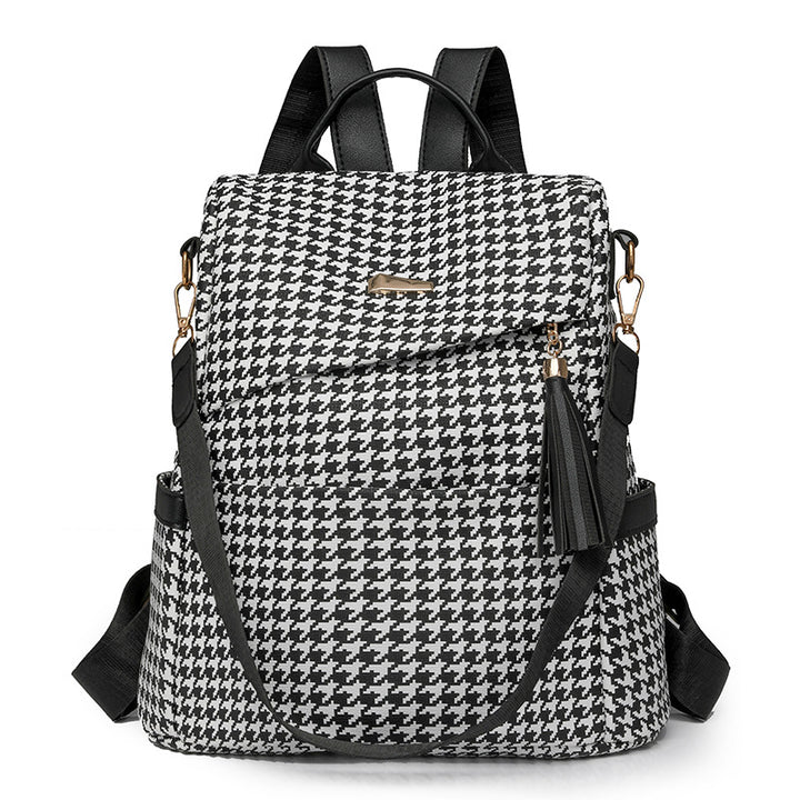 Stylish Checkered Pattern Backpack