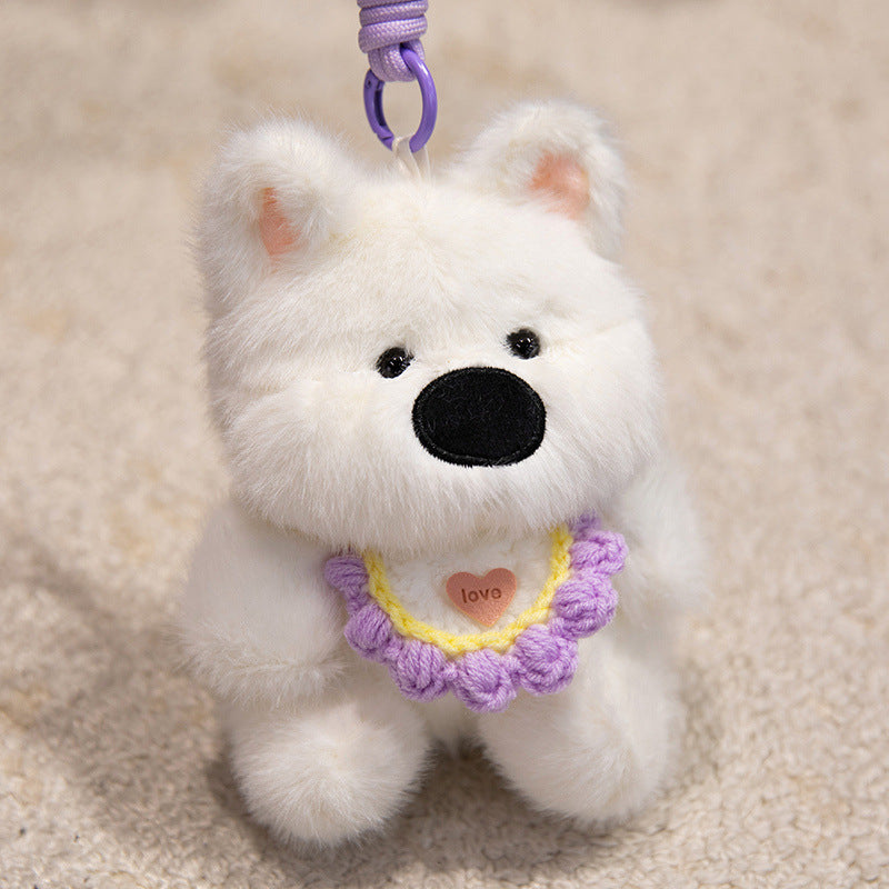 Plush Penguin Decorative Bag Charm with Crochet Bib and Spring-Loop Clip Kalsten