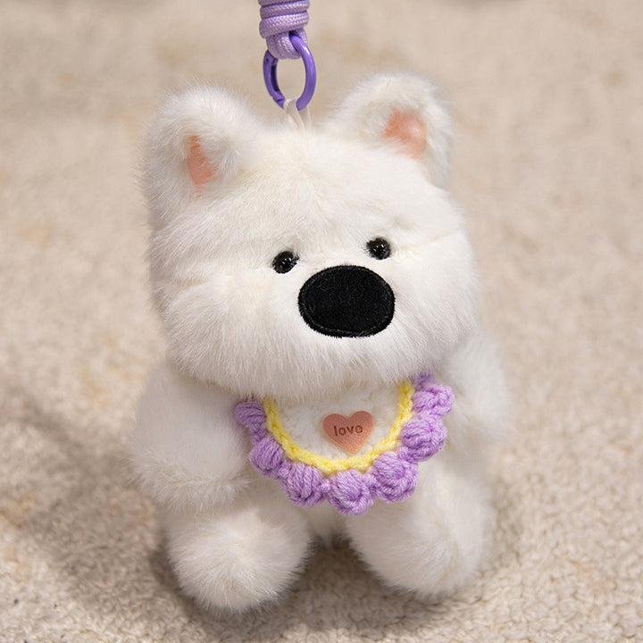 Plush Penguin Decorative Bag Charm with Crochet Bib and Spring-Loop Clip Kalsten