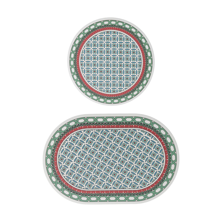 Bathroom Mat Set Kalsten with non-slip soft back underside and fine lace pattern look