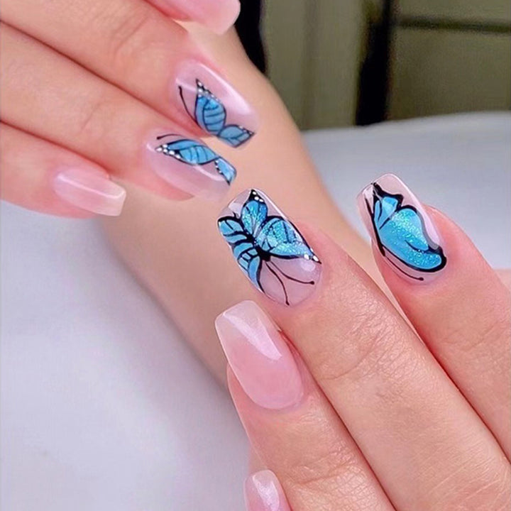 Artificial Nail Art Design with Butterfly Motif Kalsten