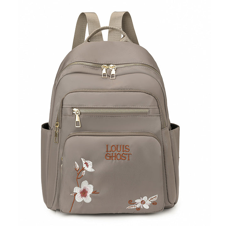 Embroidered Multi-Pocket Backpack