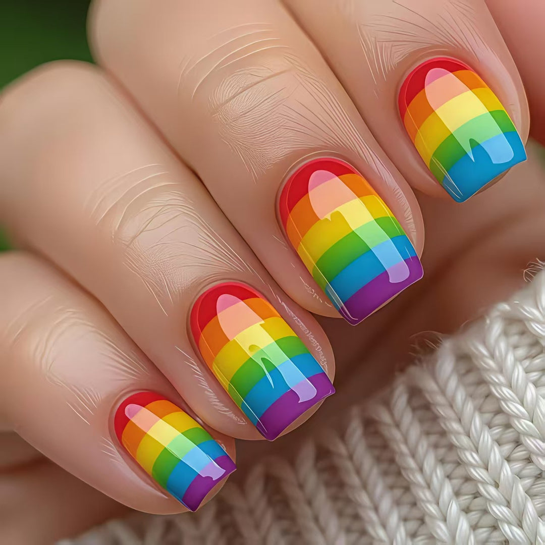 Creative Acrylic Nails in Rainbow Look Kalsten