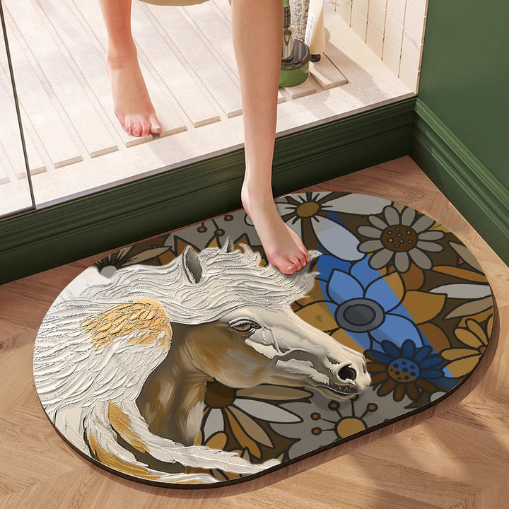 Artistic Horse-Themed Bath Mat Kalsten
