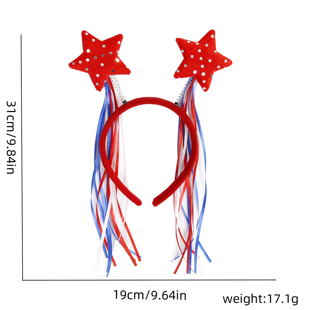 Unisex nan patriotic star antenna headband with ribbon streamers Kalsten