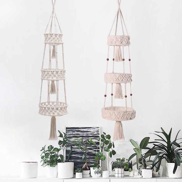 Three-Tier Macramé Hanging Plant Holder