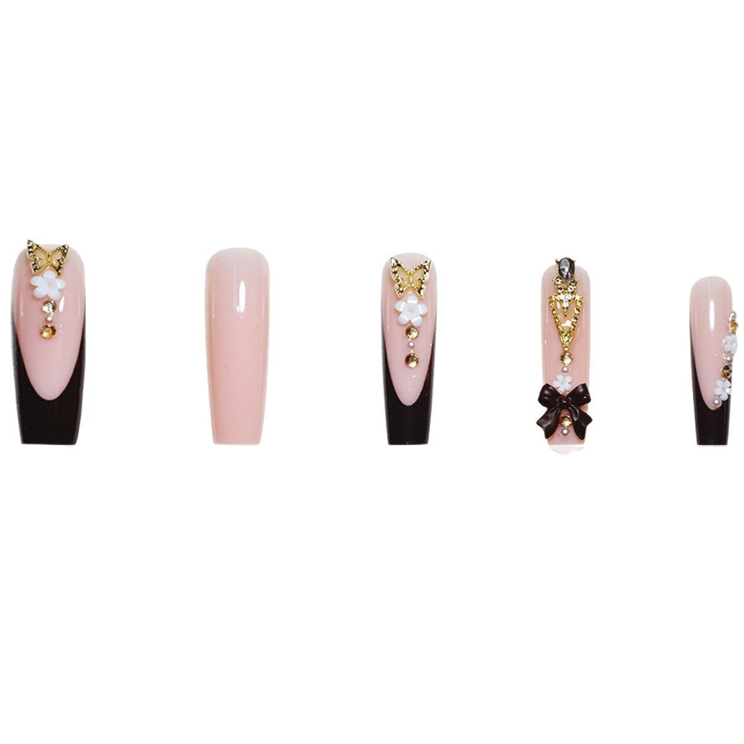 Luxurious 3D Floral Press-On Nail Art Kalsten
