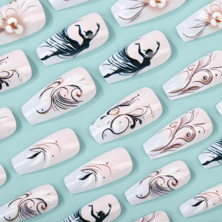 Elegant artificial nails with floral designs Kalsten