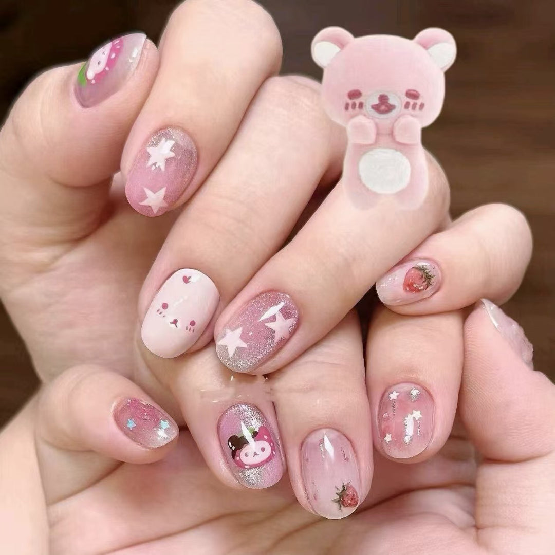 Whimsical Character Press-On Nail Art Set Kalsten