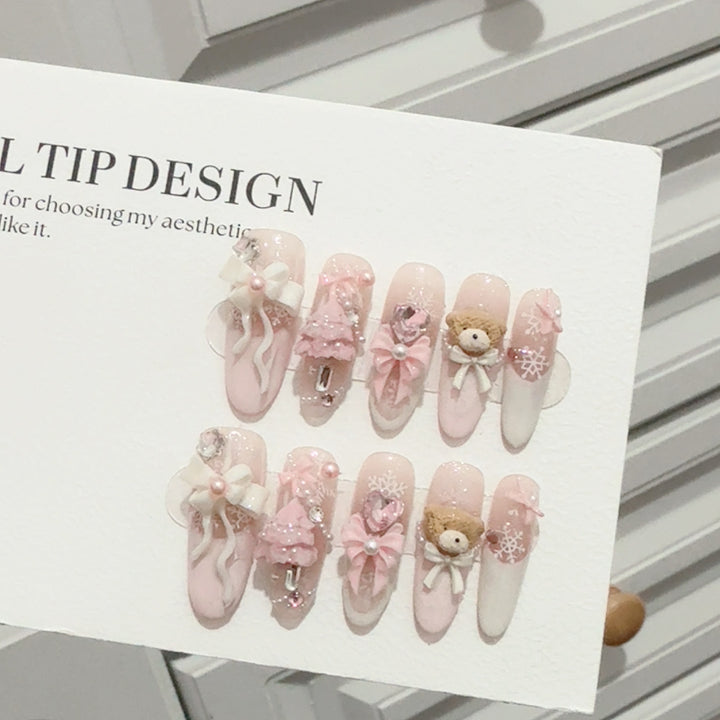 Whimsical Decorative 3D Press-On Nail Set