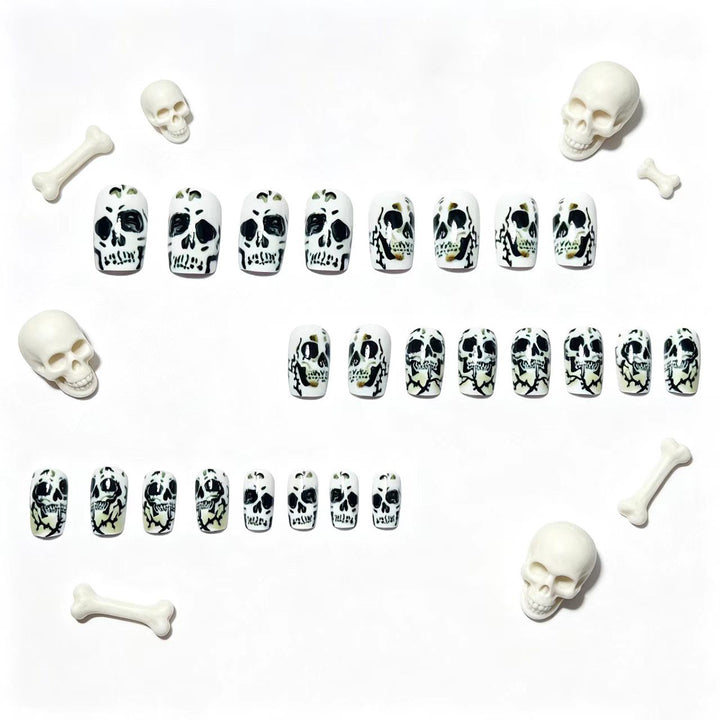 Creative artificial nails with lovingly detailed skull design Kalsten