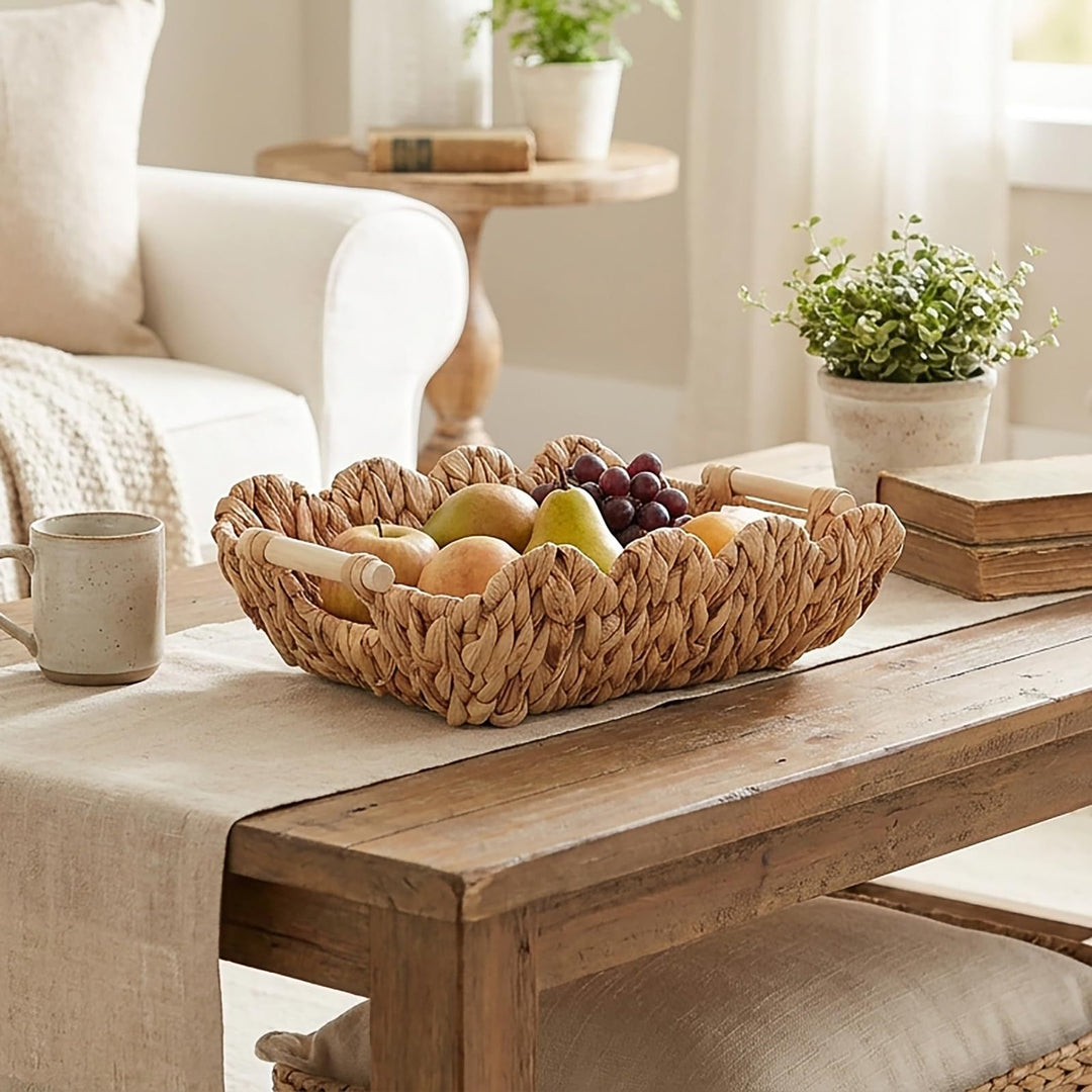 Handwoven storage basket with wave edge Kalsten