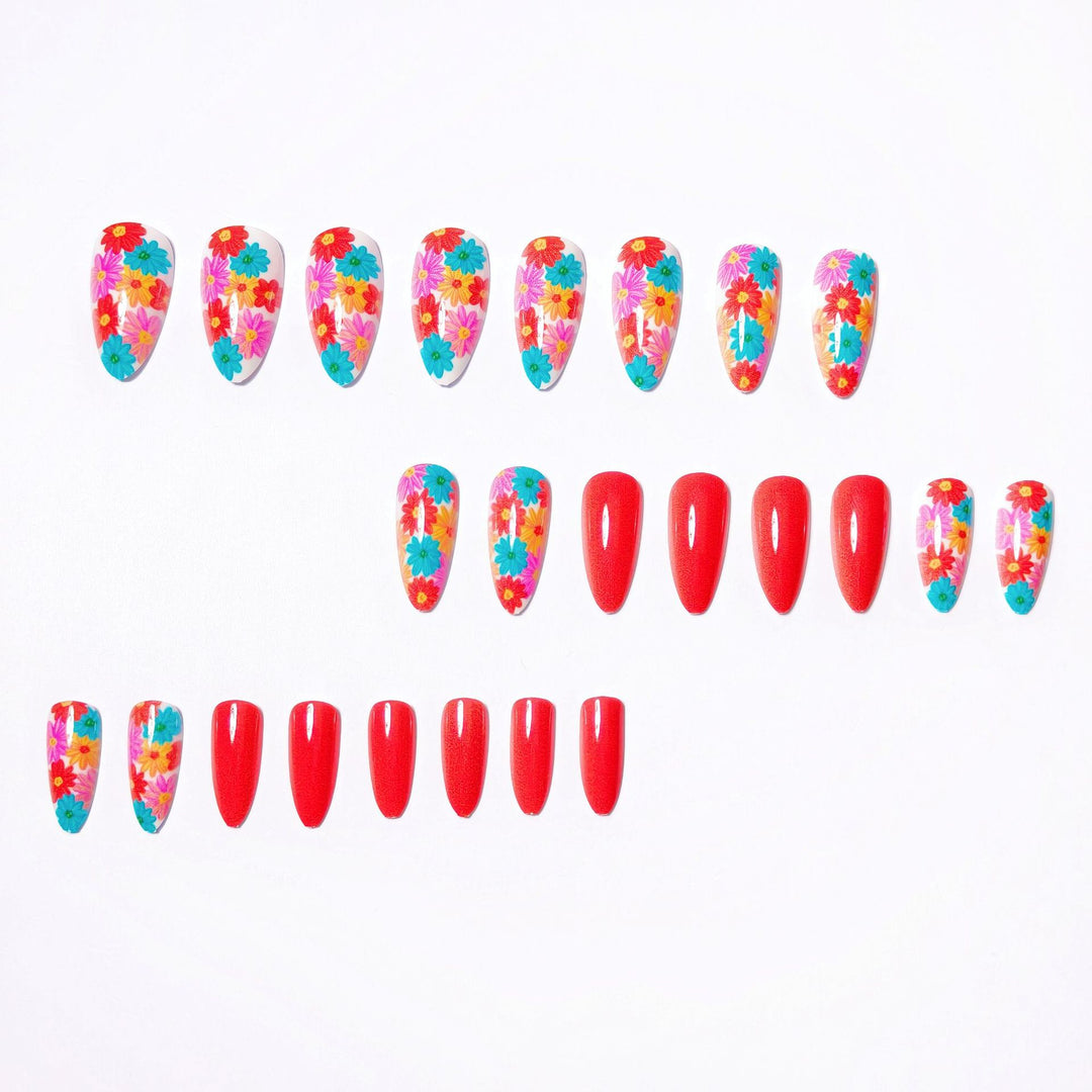 Artificial nails with Lively Flower Design Kalsten