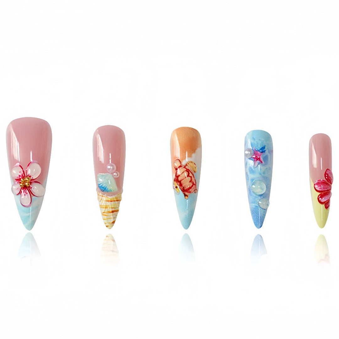 Artistic Marine-Inspired Press-On Nail Set Kalsten