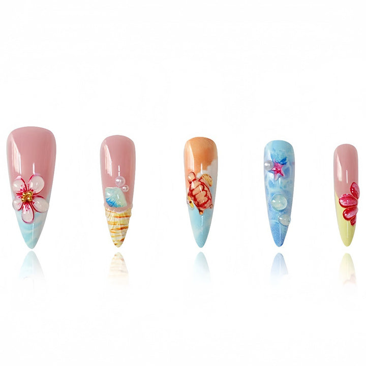 Artistic Marine-Inspired Press-On Nail Set Kalsten
