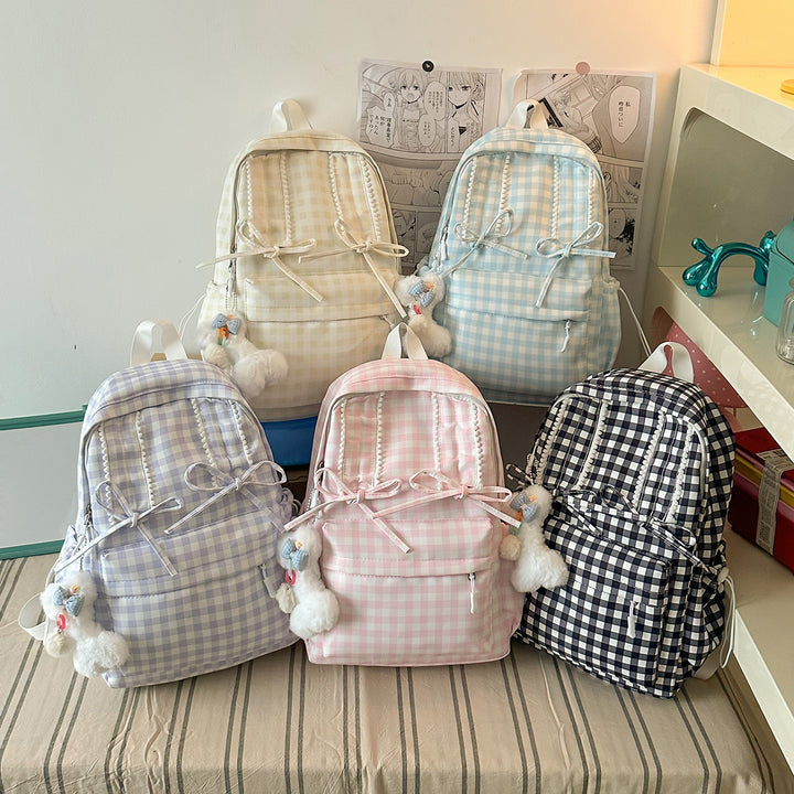 Stylish Gingham Print School Backpack Kalsten