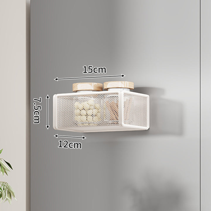 Wall-Mounted Mesh Floating Storage Shelf for Pantry Bathroom and Kitchen