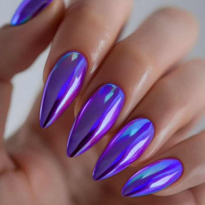 Glossy Press-On Nails Set with Iridescent Finish Kalsten