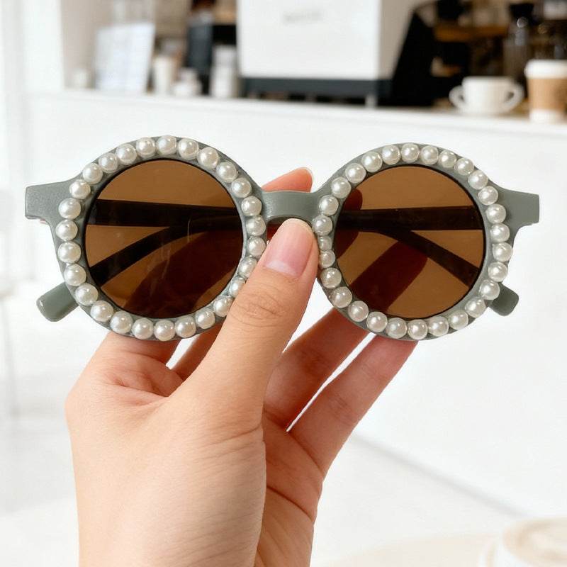 Elegant Pearl-Embellished Round Sunglasses Kalsten