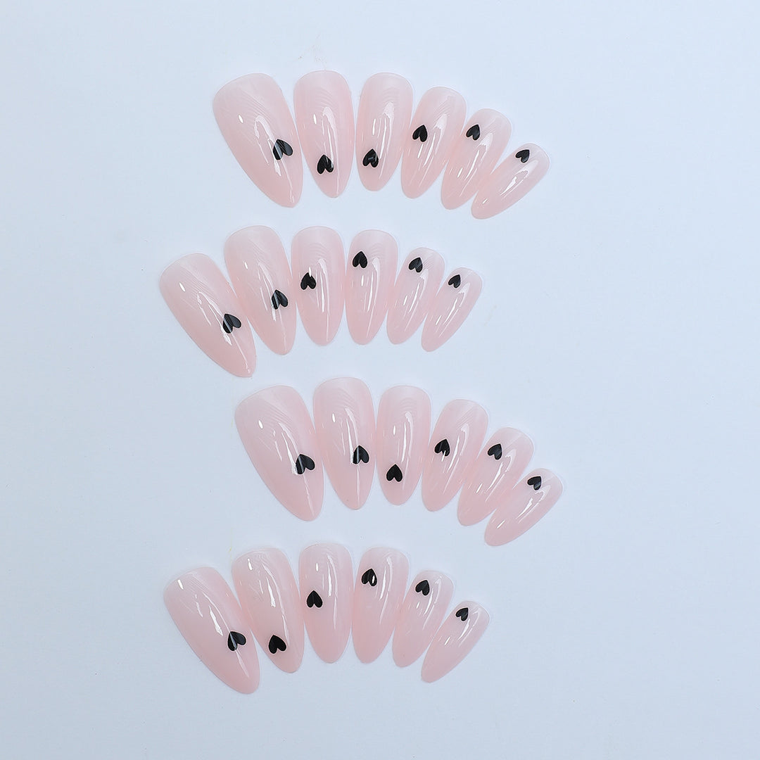 Heart-Embellished Press-On Nail Set Kalsten