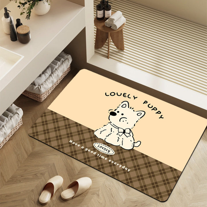 Cartoon Dinosaur-Themed Bathroom Mat