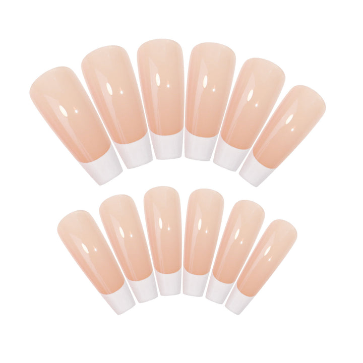 Acrylic nail set with elegant French design and high-gloss finish Kalsten