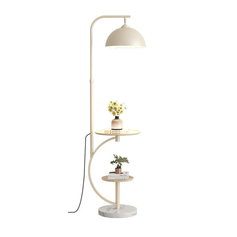 Adjustable Height Floor Lamp with Side Table