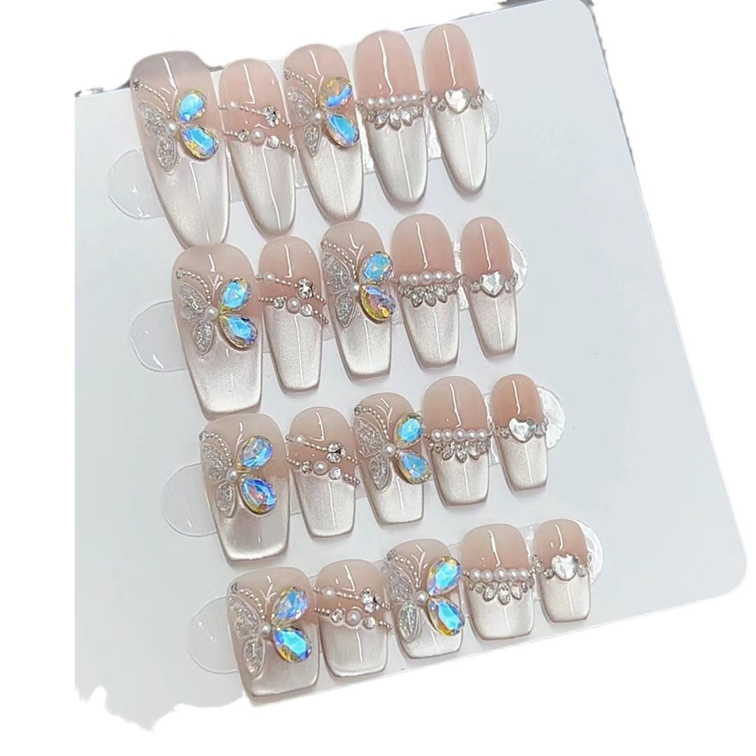 Butterfly-Embellished Press-On Nail Art Set Kalsten