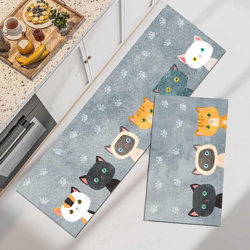 Whimsical Cartoon-Themed Kitchen Mat