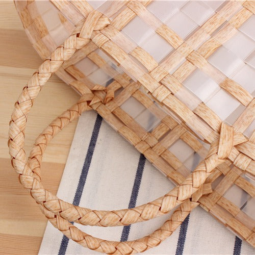 Modern basket bag with refined stripes Kalsten