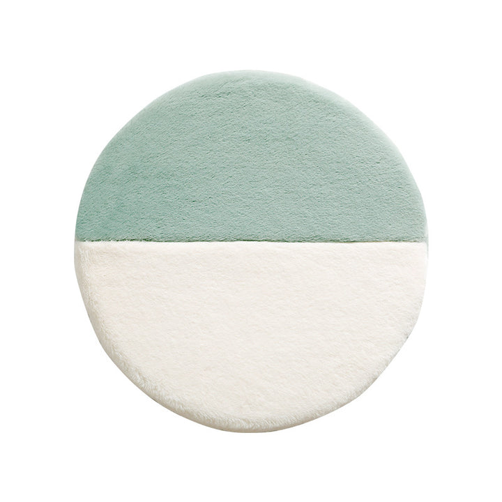 Round high-pile microfiber bath mat with two-tone division and non-slip base Kalsten
