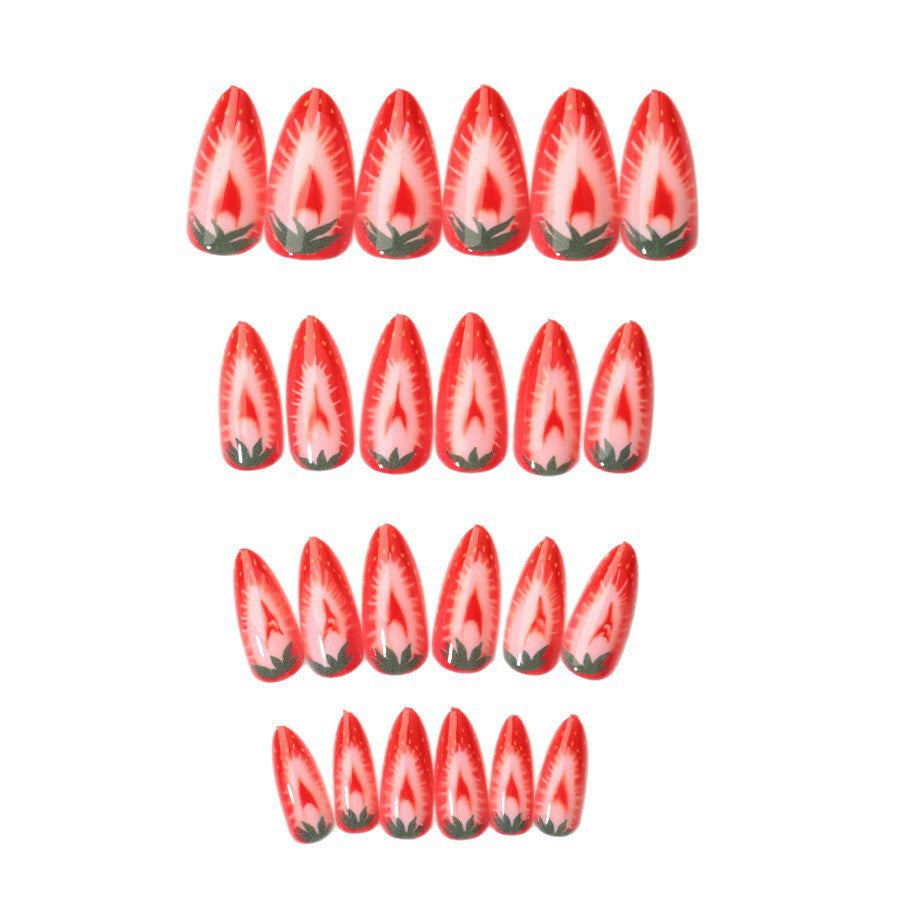 Artificial nail set with detailed strawberry design Kalsten