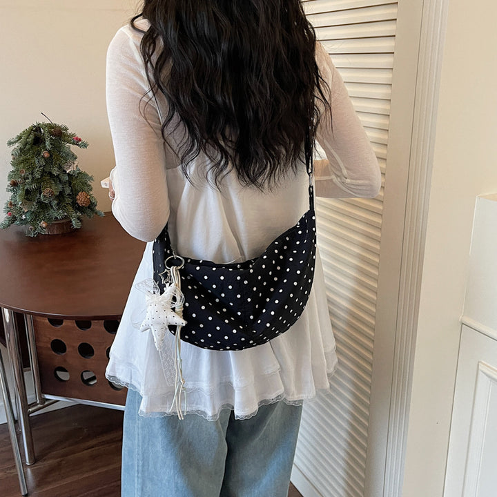 Polka Dot Print Slouchy Shoulder Bag