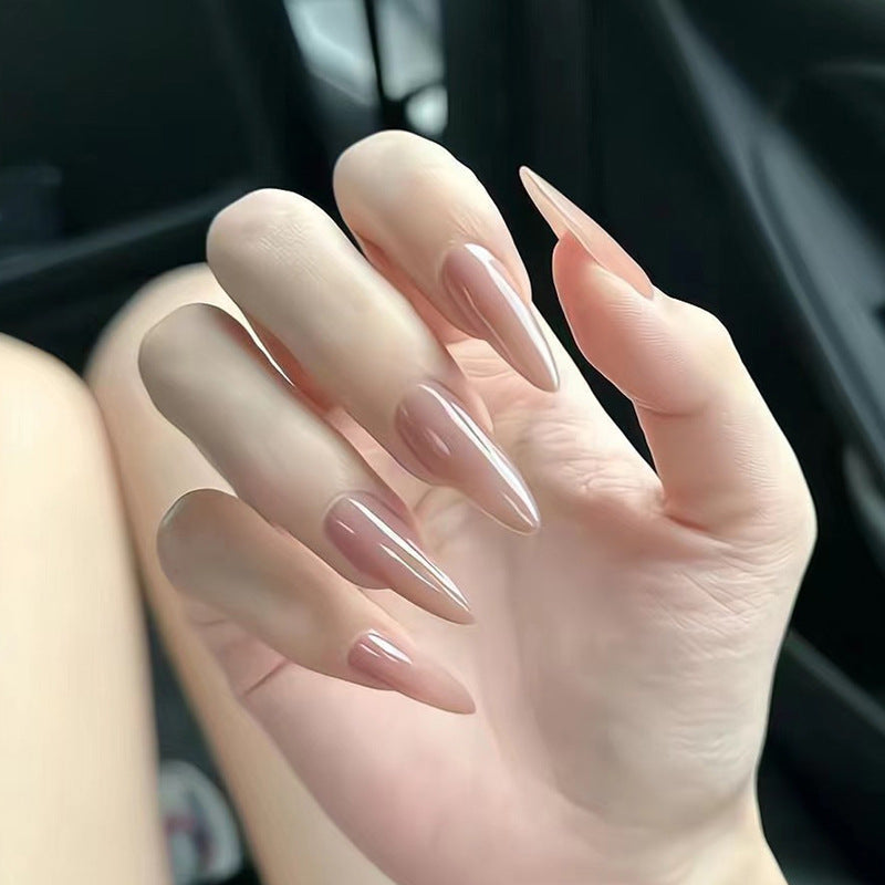 Glamorous Press-On Nail Set with Rhinestone and Glossy Finish Kalsten
