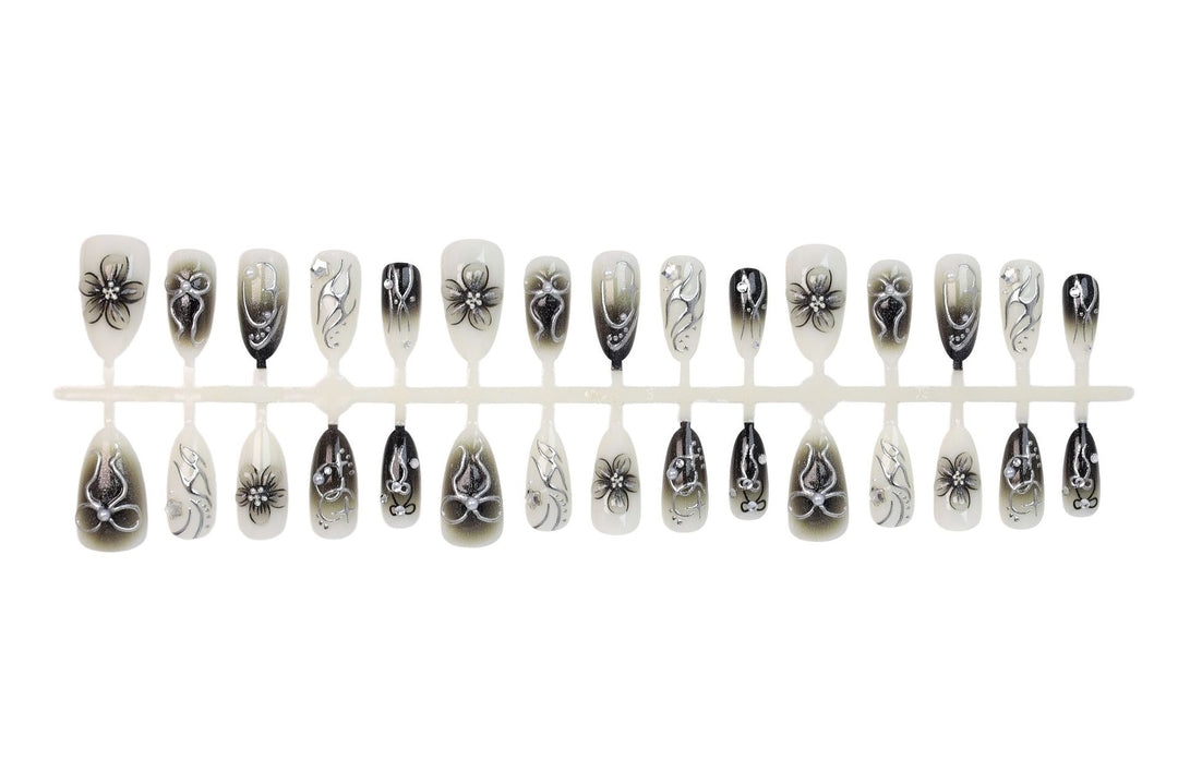Artificial nails with elegant floral and glittering decorations Kalsten