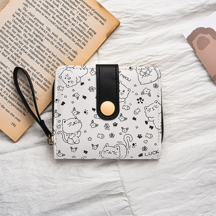 Cute Cat-Themed Zippered Coin Wallet Kalsten