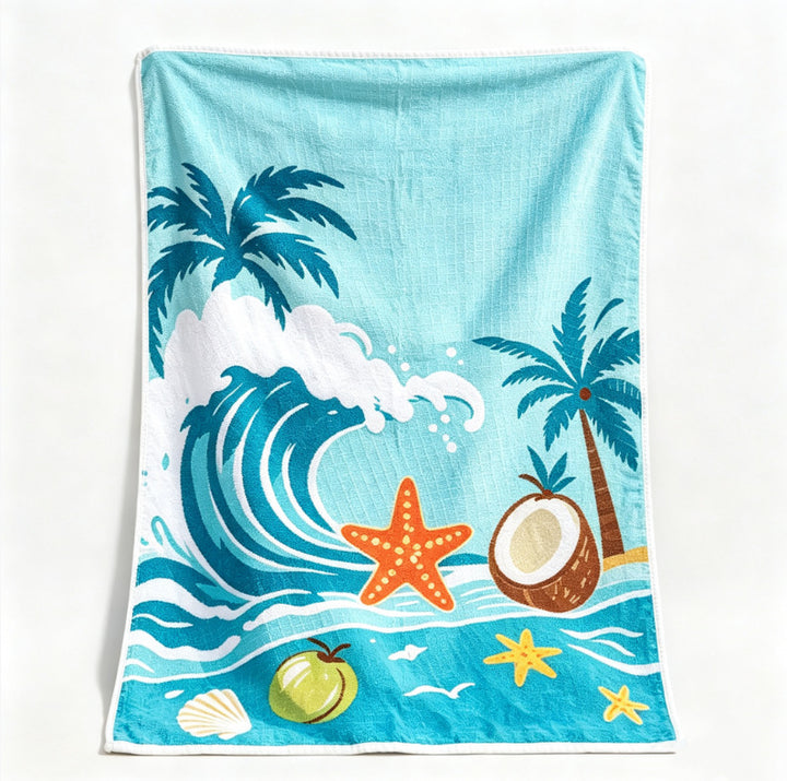 Beach blanket with tropical motif and high-quality waffle structure Kalsten