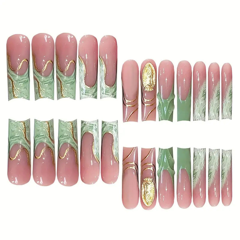 Luxe Marbled Press-On Nail Art Kalsten
