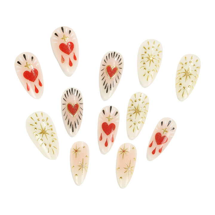 Nail art with glitter and heart decoration Kalsten