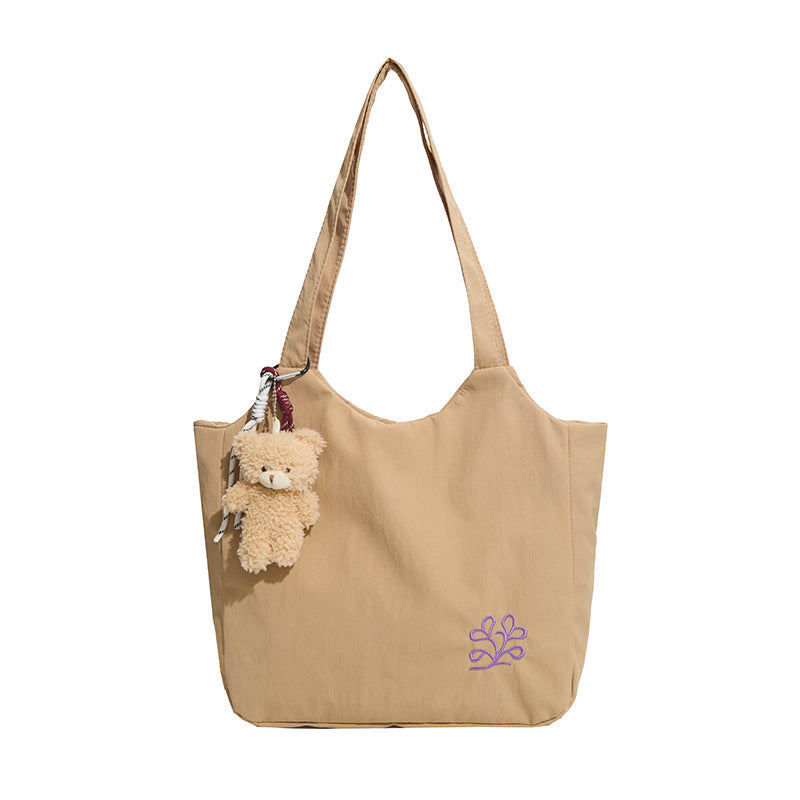 Spacious Embroidered Canvas Tote Bag