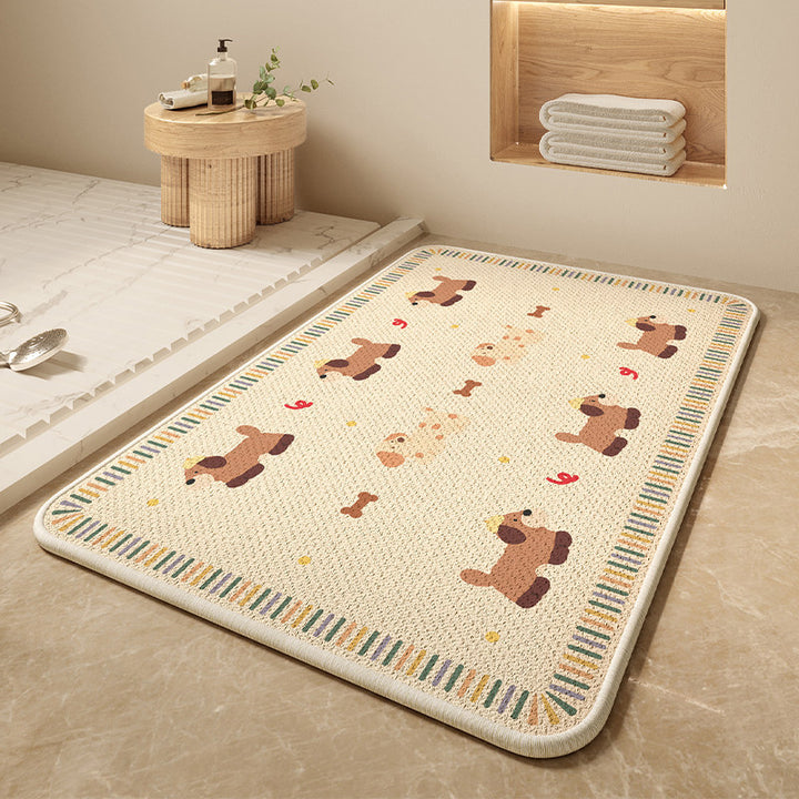 Cartoon Dog-Themed Bath Mat Kalsten