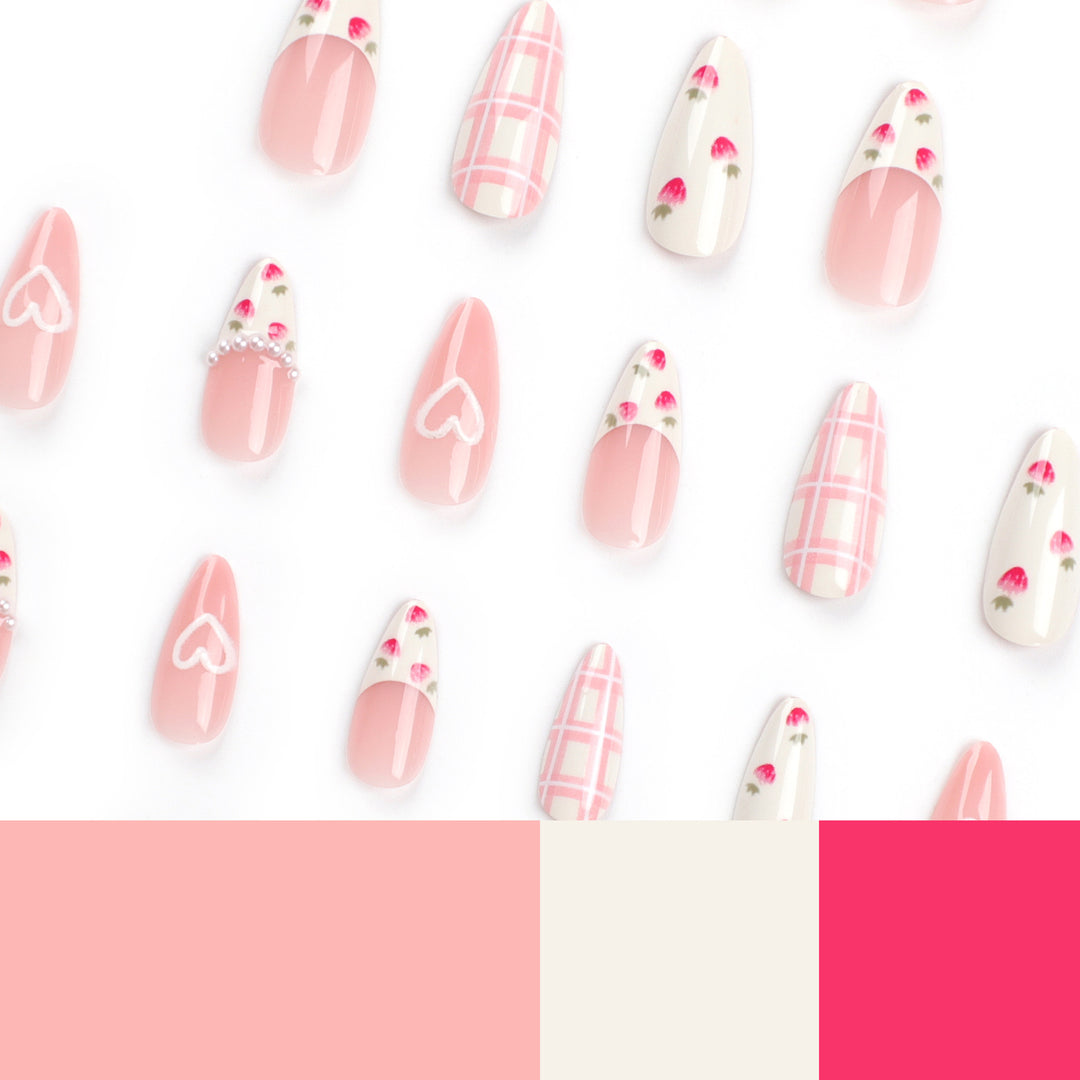 Artistic Heart and Floral Press-On Nail Extensions Kalsten