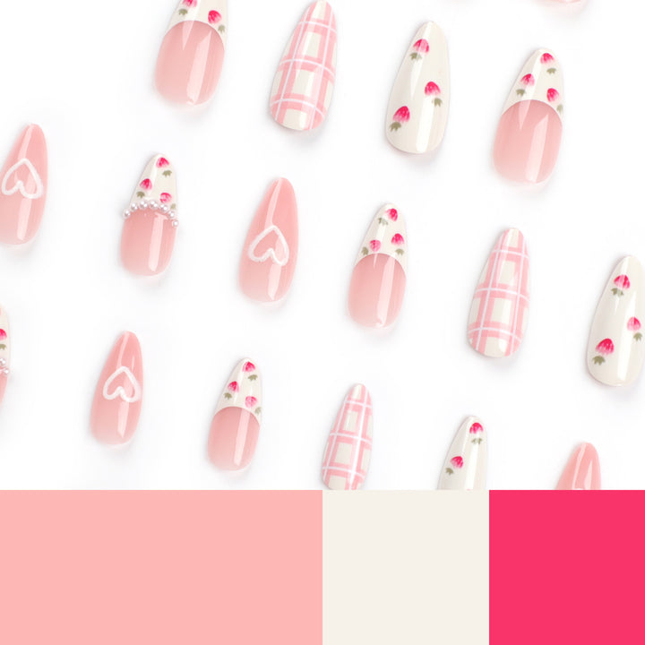 Artistic Heart and Floral Press-On Nail Extensions Kalsten