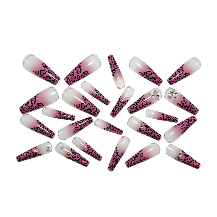 Artificial nails with leopard pattern and rhinestone details Kalsten