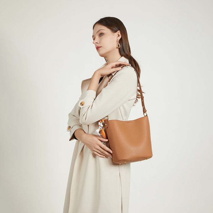 Textured Leather Bucket Bag Kalsten