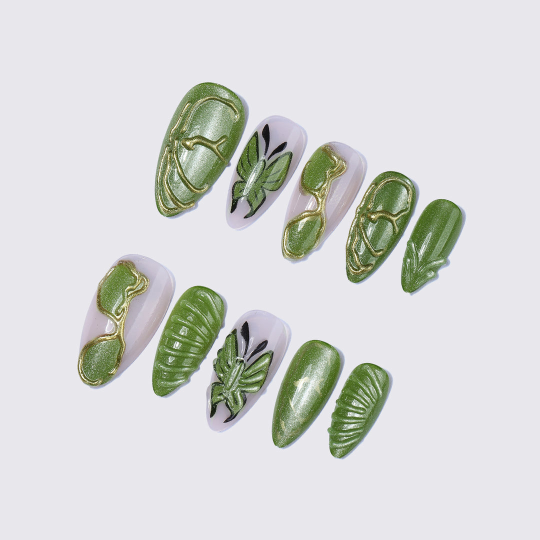 Nature-Inspired Press-On Nail Art Set Kalsten