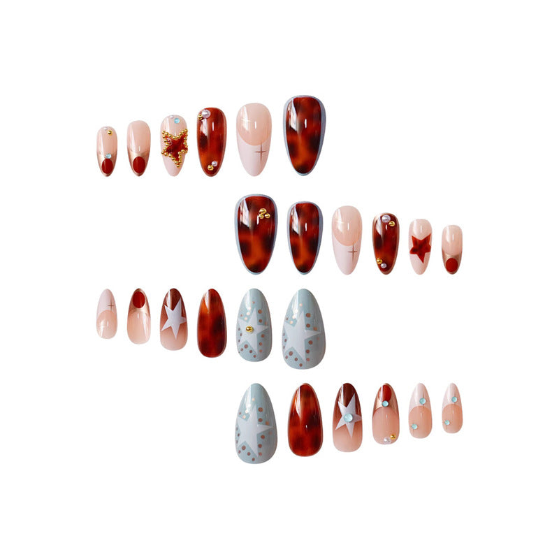 Decorative Stiletto Press-On Nails with Gemstone Accents Kalsten