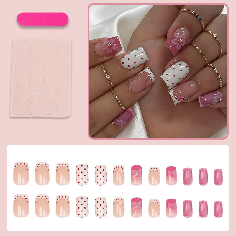 Artificial nail set with playful flower and dot motif Kalsten