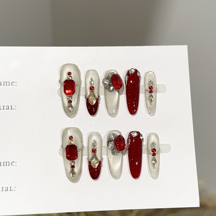 Glamorous Jewel-Decorated Press-On Nail Set